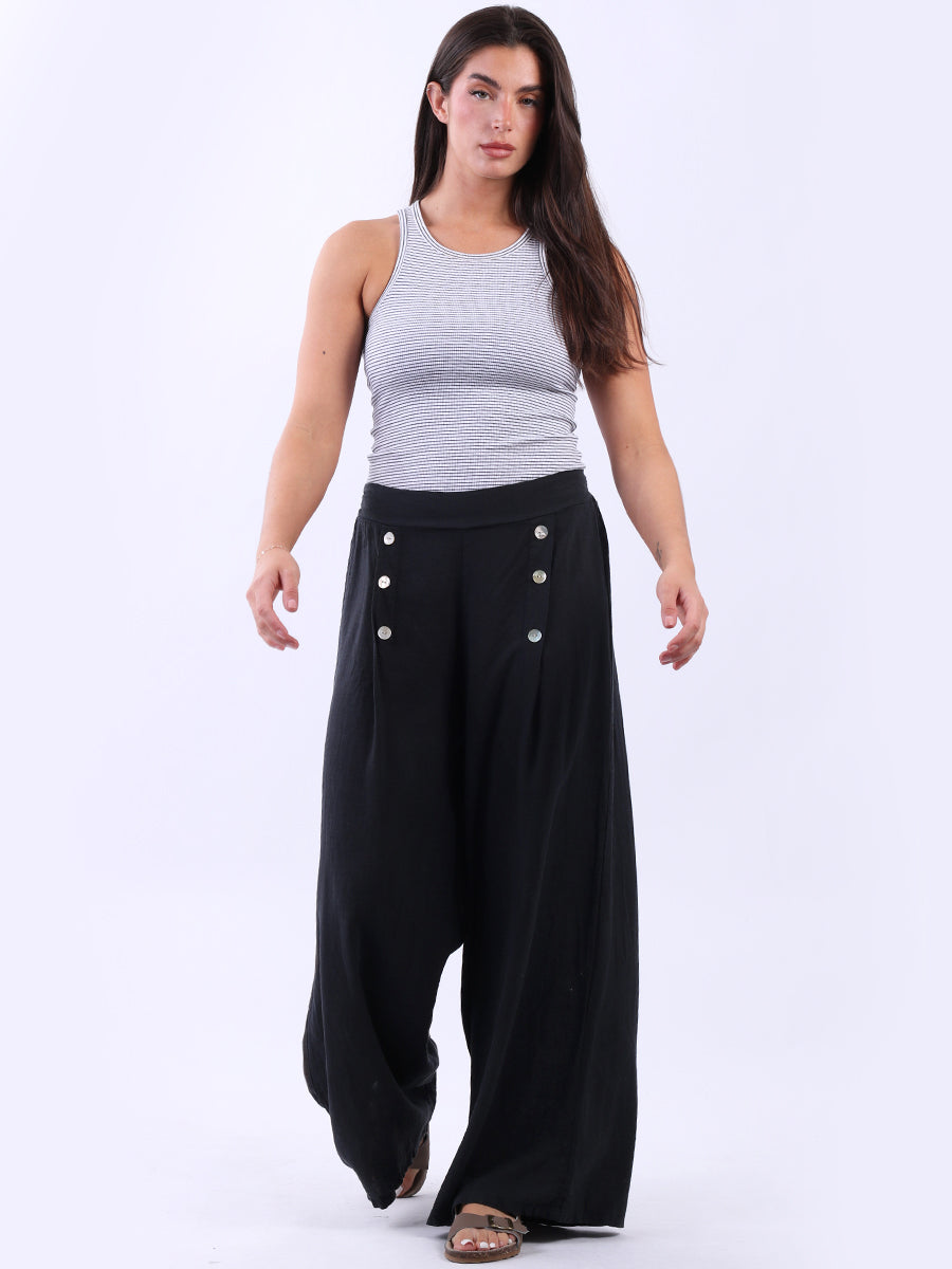 Linen Wide Leg Plain Pant