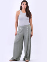 Linen Wide Leg Plain Pant