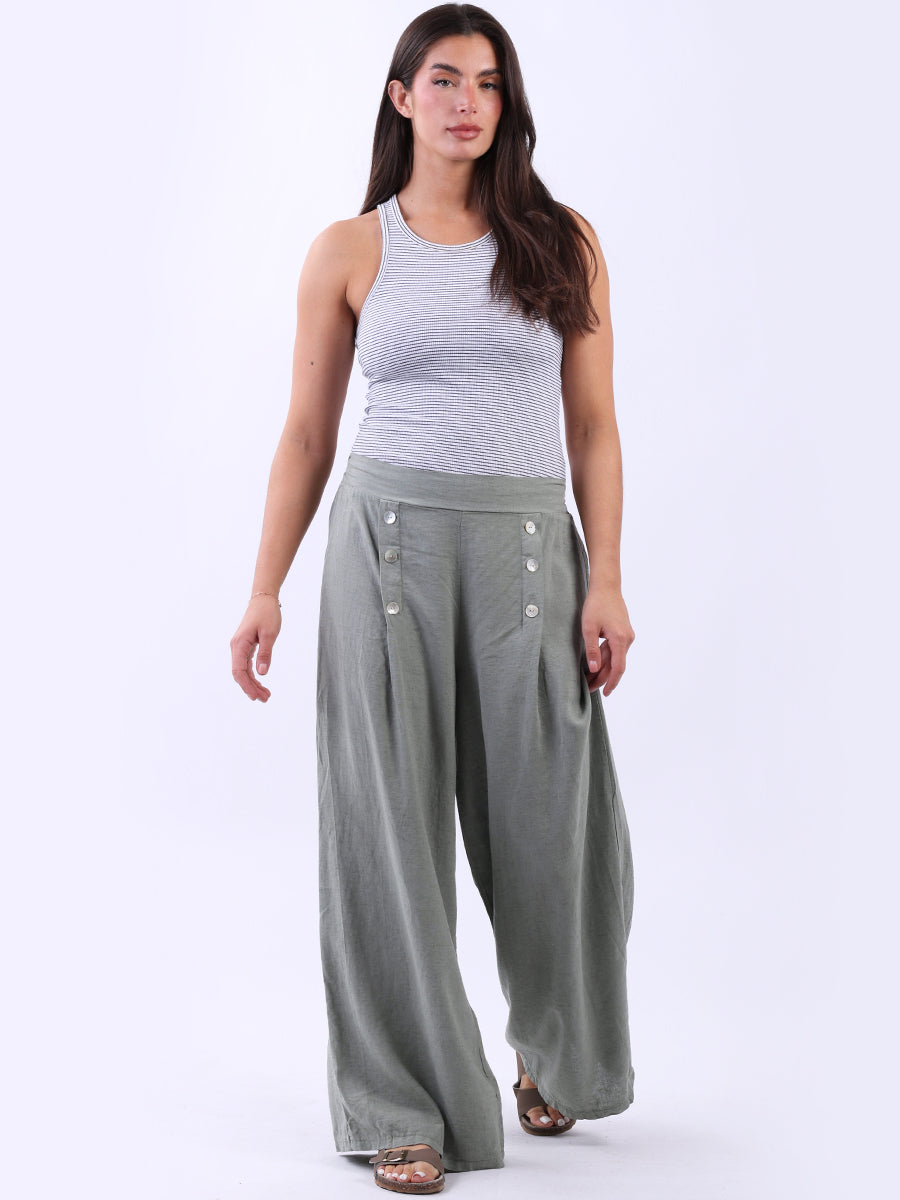 Linen Wide Leg Plain Pant