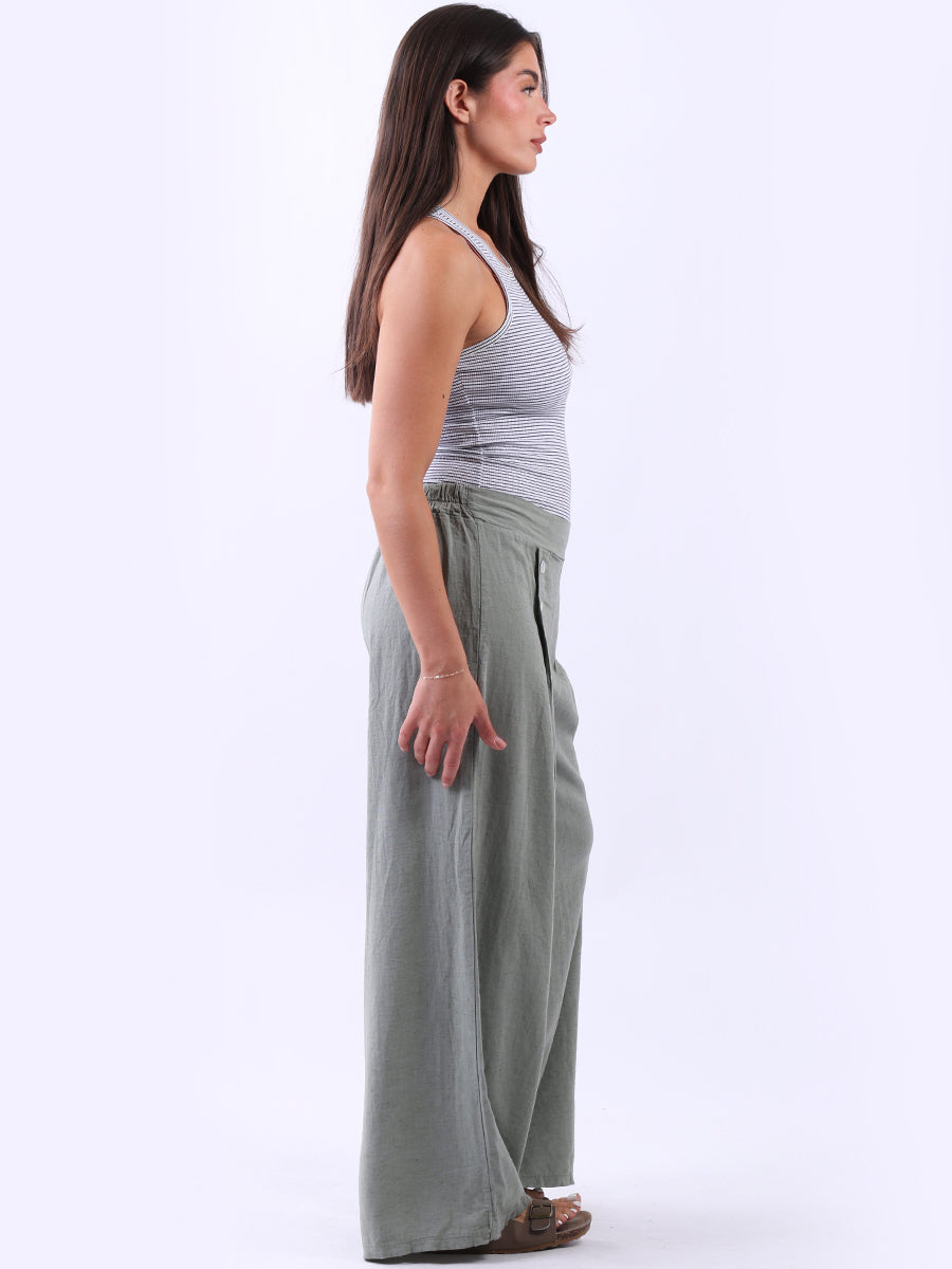 Linen Wide Leg Plain Pant