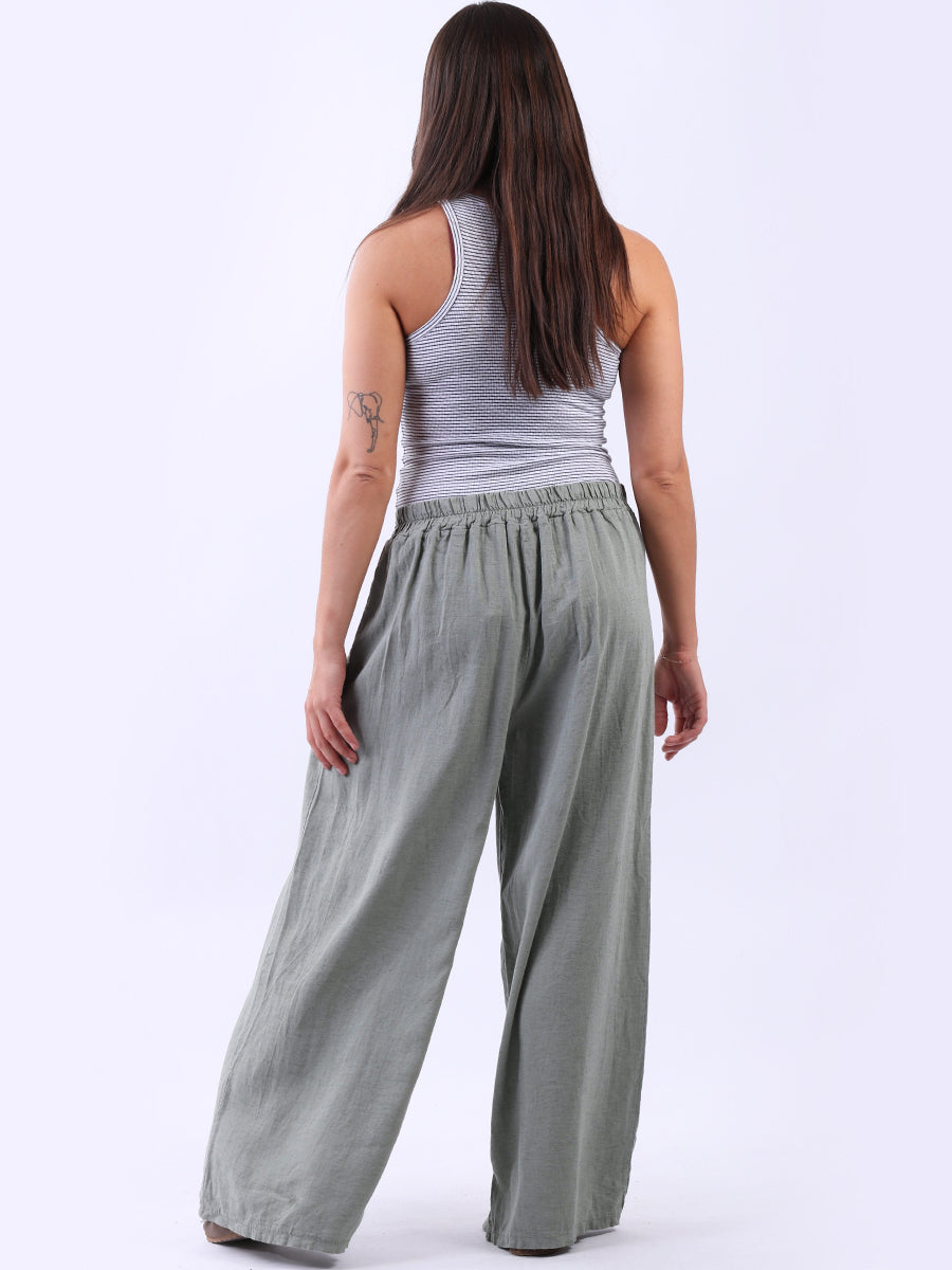 Linen Wide Leg Plain Pant