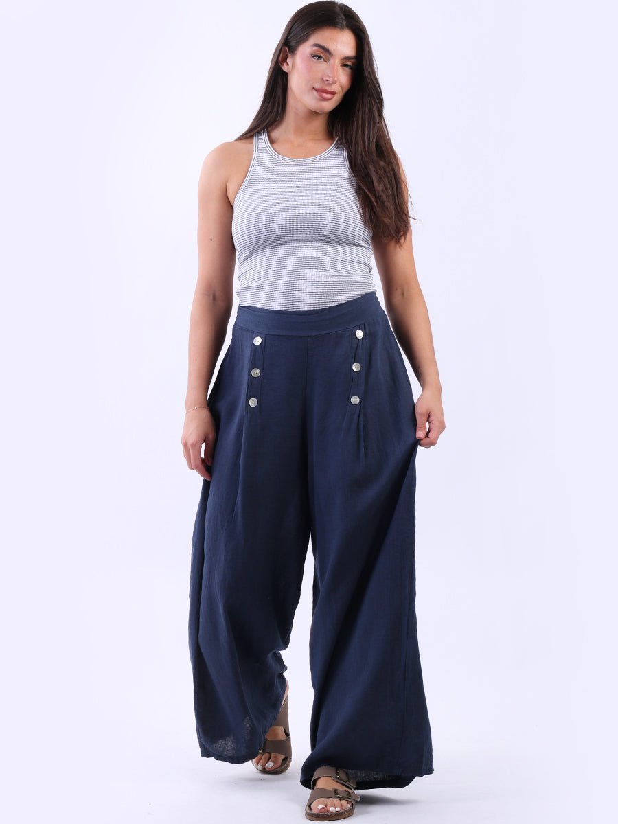 Linen Wide Leg Plain Pant