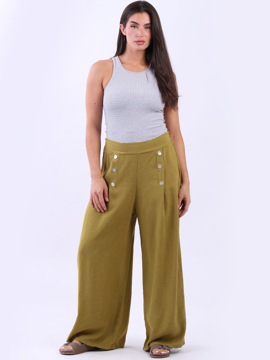 Linen Wide Leg Plain Pant