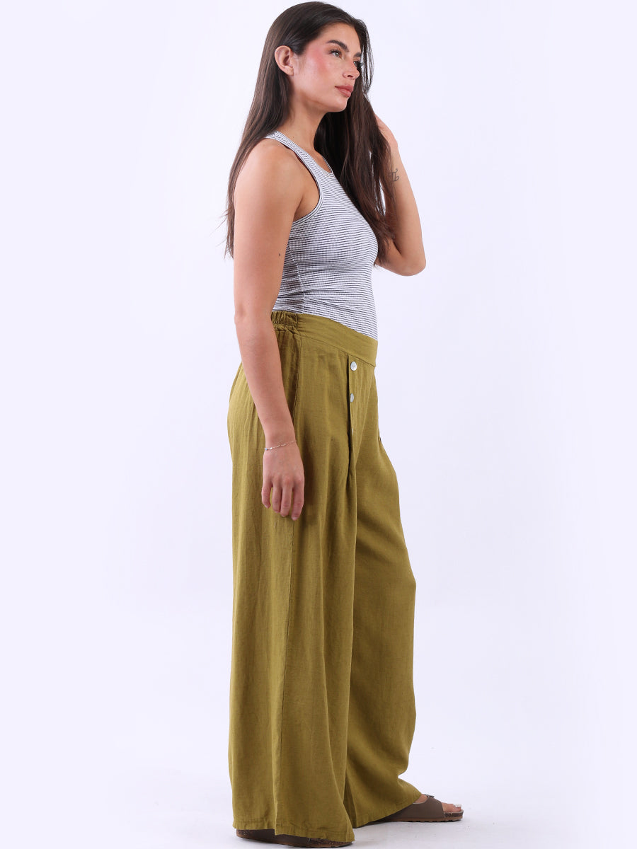 Linen Wide Leg Plain Pant