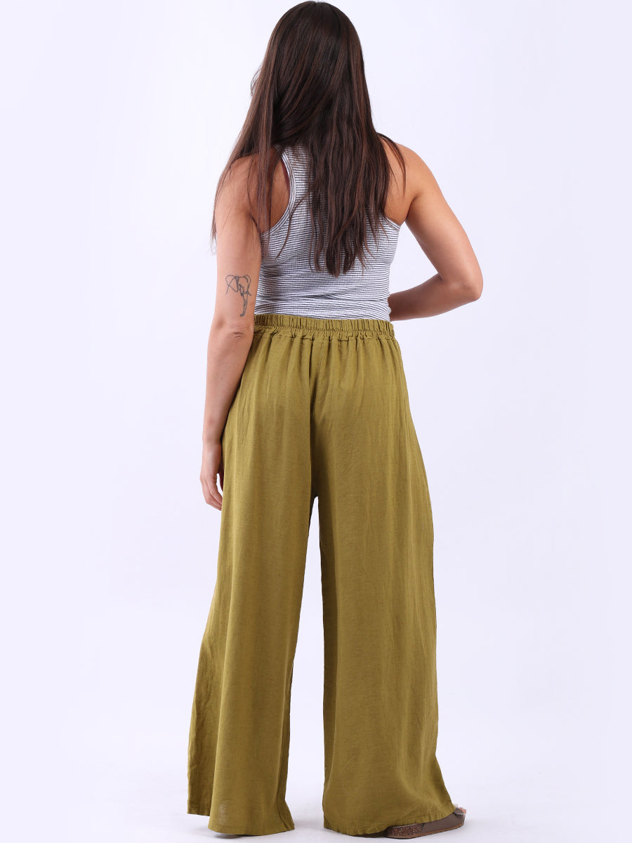 Linen Wide Leg Plain Pant