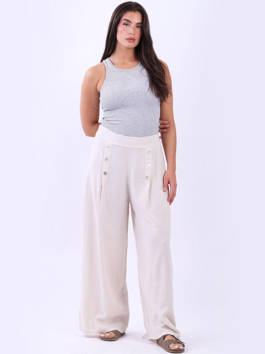 Linen Wide Leg Plain Pant