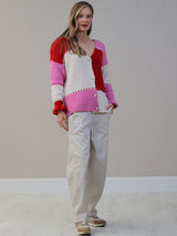 Wool Knitted Cardigan Red