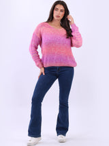 Women V-Neck Crop Knitted Rainbow Sweater