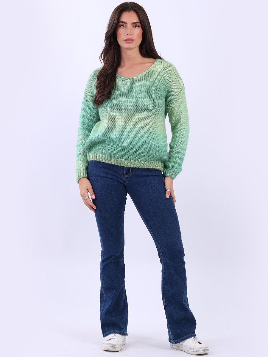 Women V Neck Crop Knitted Rainbow Sweater Yayavoo UK