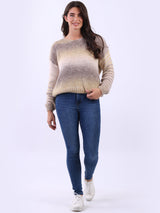 Women V-Neck Crop Knitted Rainbow Sweater