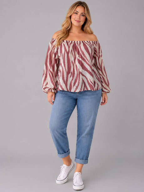 Plus Size Off Shoulder Top Wine