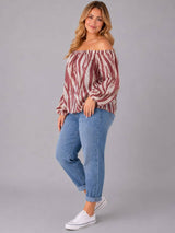 Bardot Neck Zebra Print Crop Top