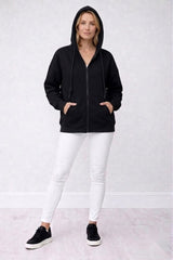 Zip Up Cotton Knit Hoodie Black