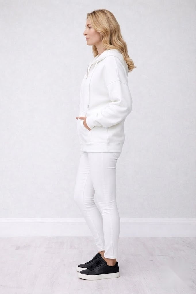 Women Plain Baggy Crop Hoodie