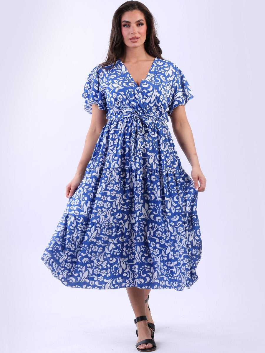 Floral Tiered Overlap Dress