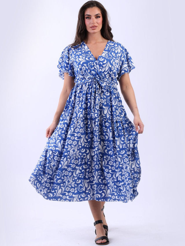 Floral Tiered Overlap Dress