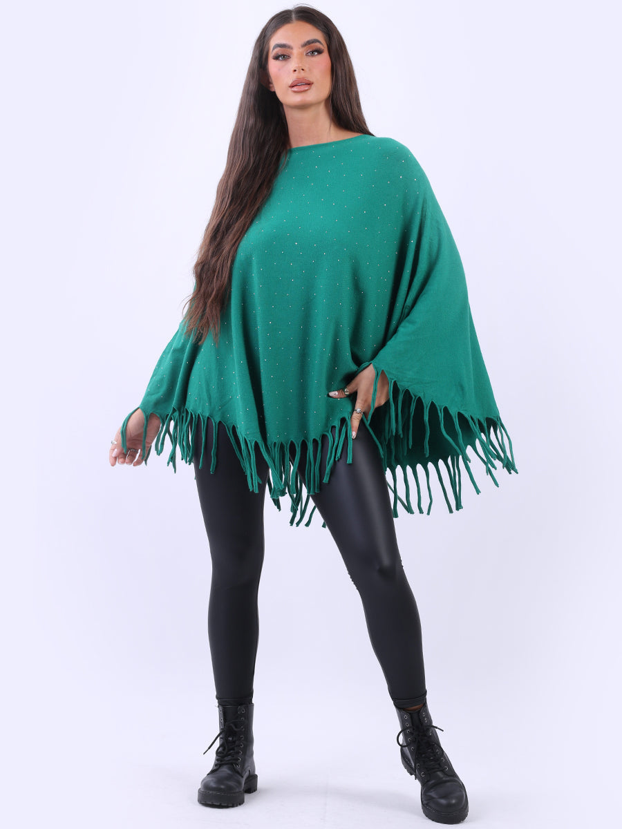 Glittery Women Knitted Poncho