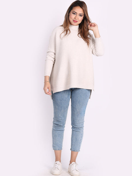 Knitted Funnel Neck Women Cosy Jumper