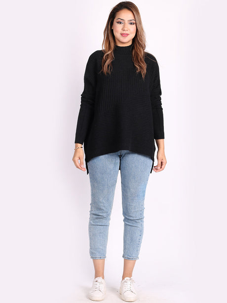 Knitted Funnel Neck Women Cosy Jumper