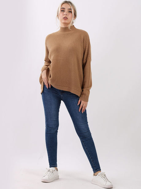 Knitted Funnel Neck Women Cosy Jumper