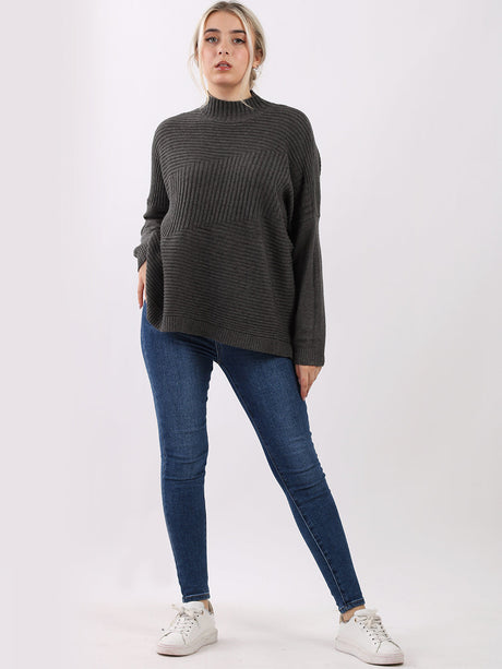 Knitted Funnel Neck Women Cosy Jumper