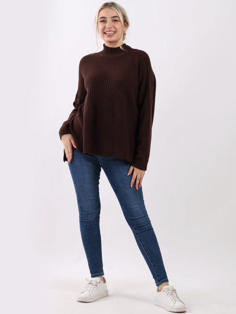 Knitted Funnel Neck Women Cosy Jumper