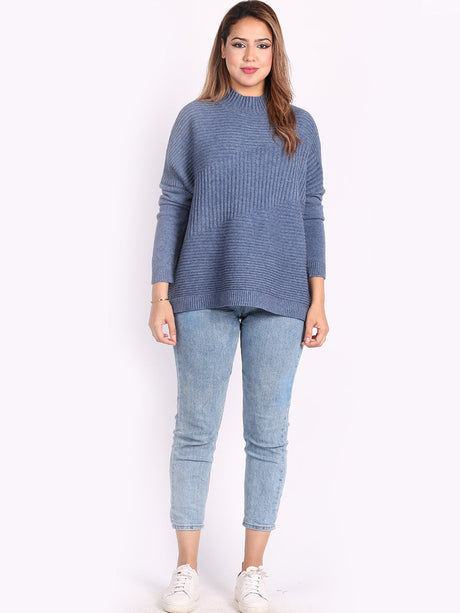 Knitted Funnel Neck Women Cosy Jumper