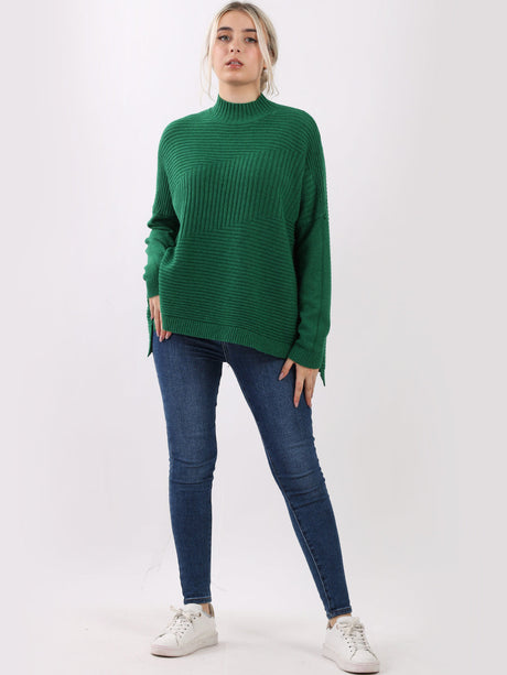 Knitted Funnel Neck Women Cosy Jumper