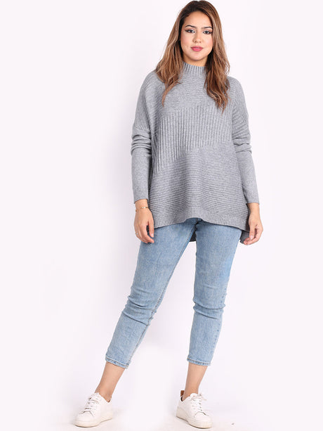 Knitted Funnel Neck Women Cosy Jumper