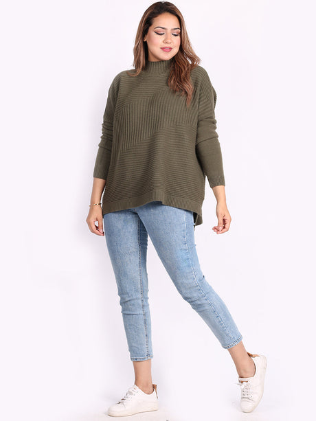 Knitted Funnel Neck Women Cosy Jumper