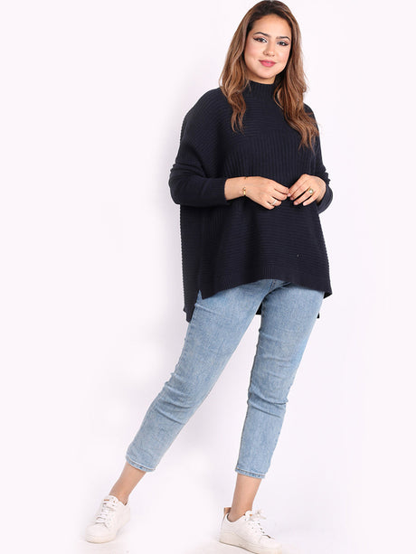 Knitted Funnel Neck Women Cosy Jumper