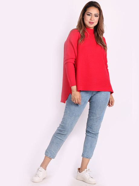 Knitted Funnel Neck Women Cosy Jumper