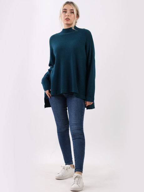 Knitted Funnel Neck Women Cosy Jumper