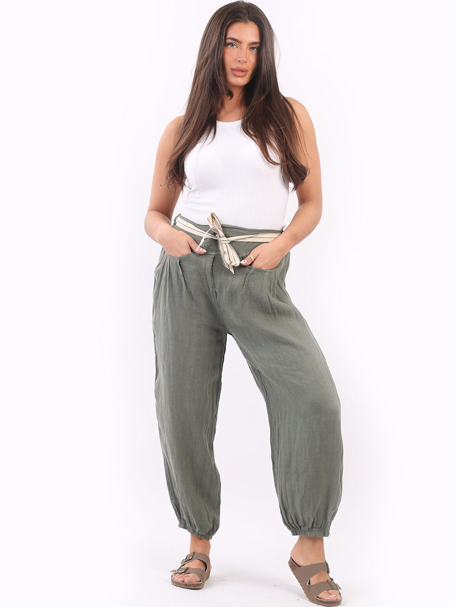 Ladies Plain Linen Casual Summer Trouser