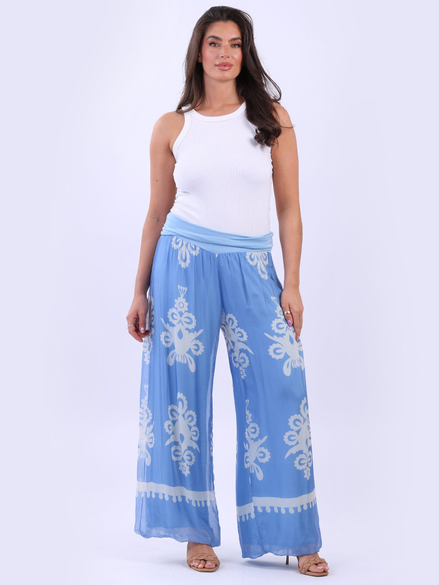 Women Double Layered All-Over Print Silk Pant