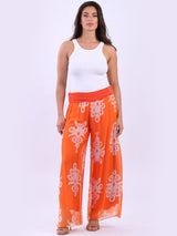 Women Double Layered All-Over Print Silk Pant