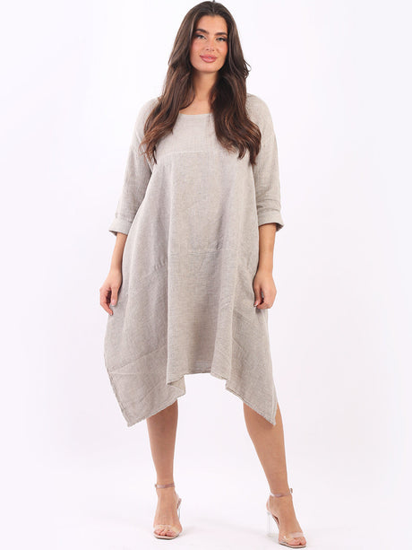 Ladies Acid Wash Dye Linen Tunic Dress