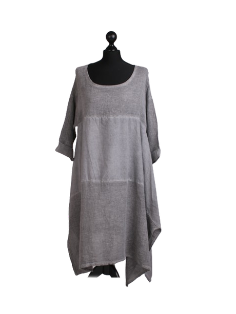 Ladies Acid Wash Dye Linen Tunic Dress