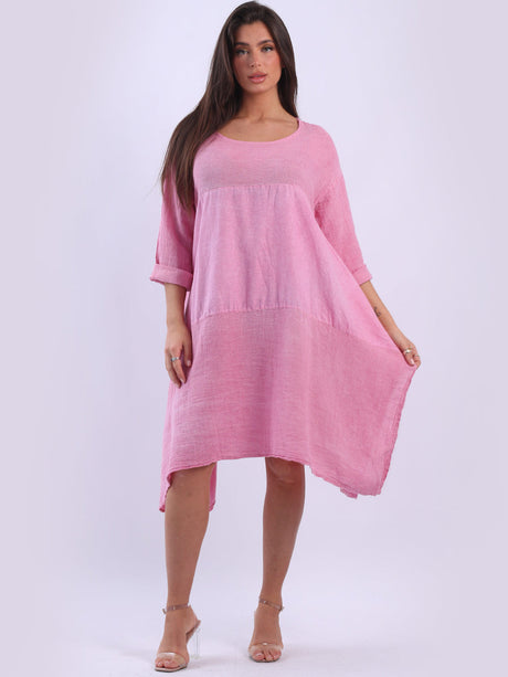 Ladies Acid Wash Dye Linen Tunic Dress