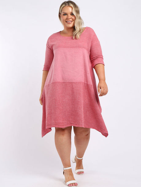 Ladies Acid Wash Dye Linen Tunic Dress