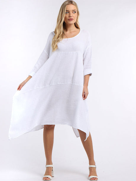 Ladies Acid Wash Dye Linen Tunic Dress