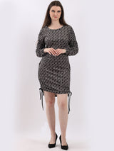 Ladies Slim Fit Printed Bodycon Velour Dress