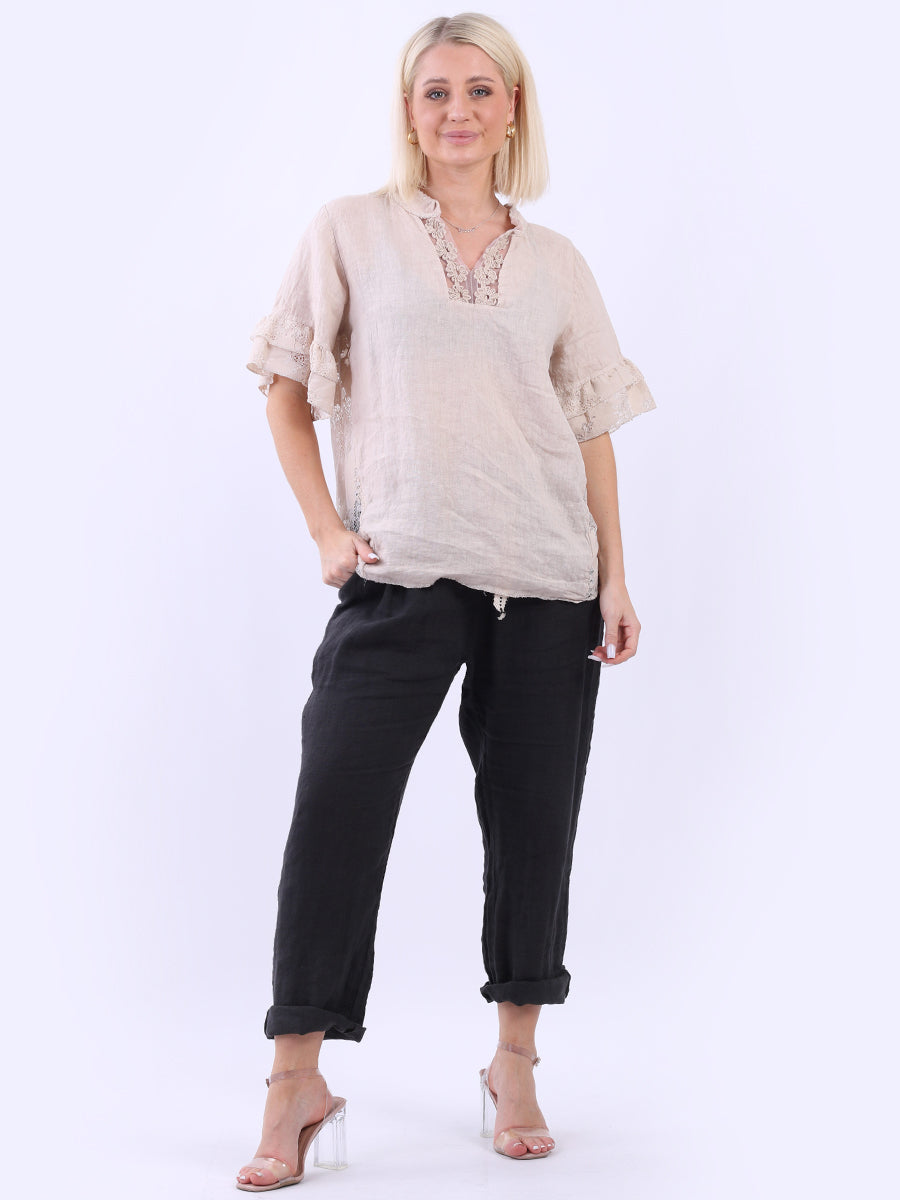 Linen Lagenlook Top Beige 