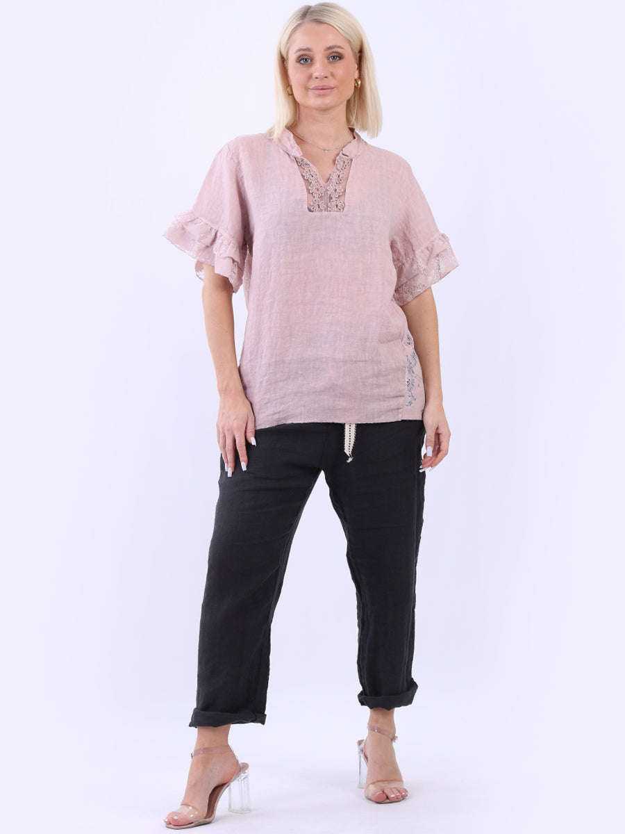 Linen Lagenlook Top Pink