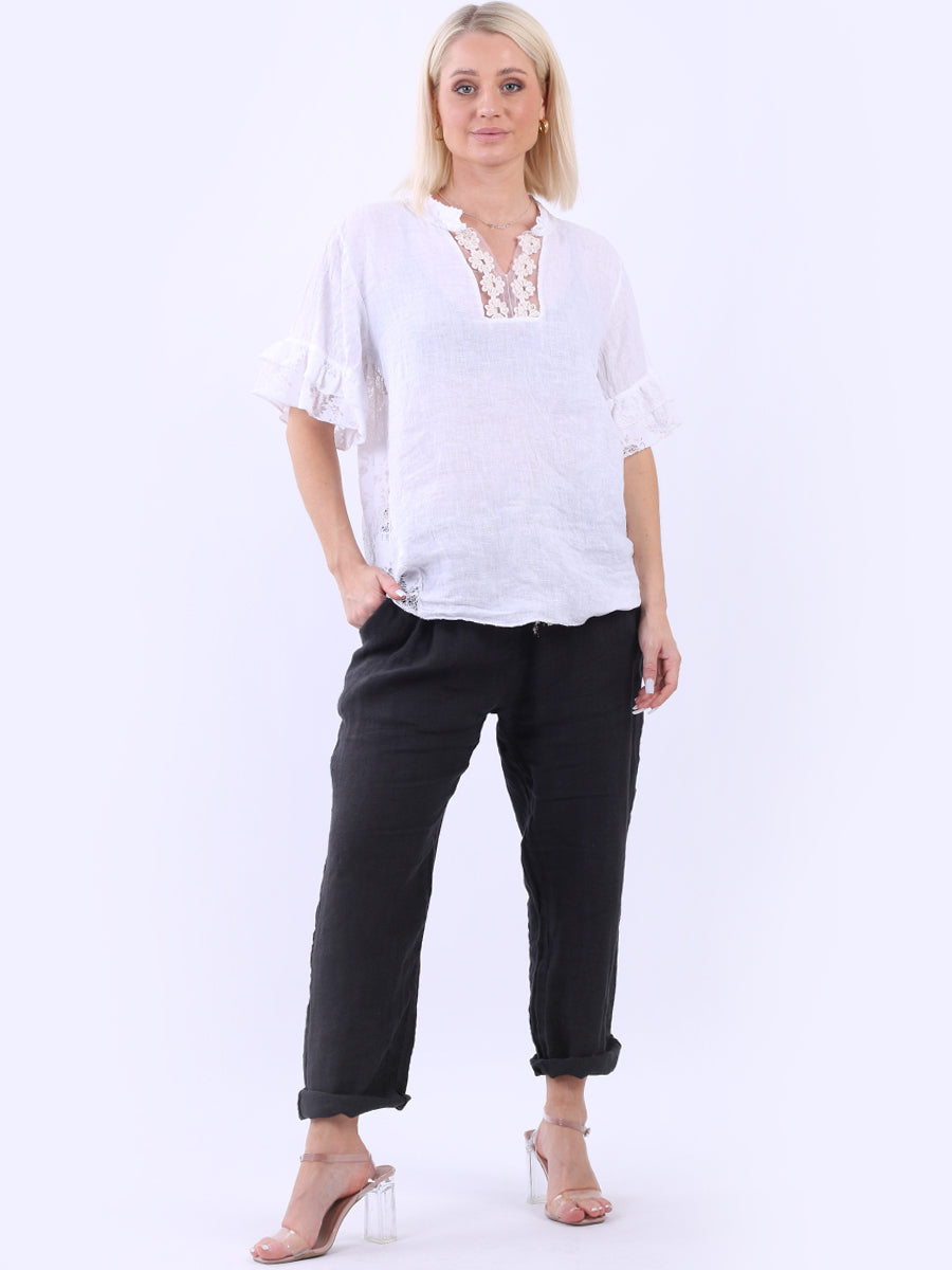 Linen Lagenlook Top White