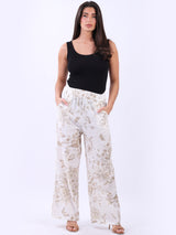 Universal Fit Butterfly And Bloom Print Linen Pant