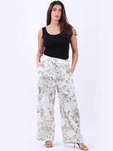 Universal Fit Butterfly And Bloom Print Linen Pant