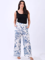 Universal Fit Butterfly And Bloom Print Linen Pant