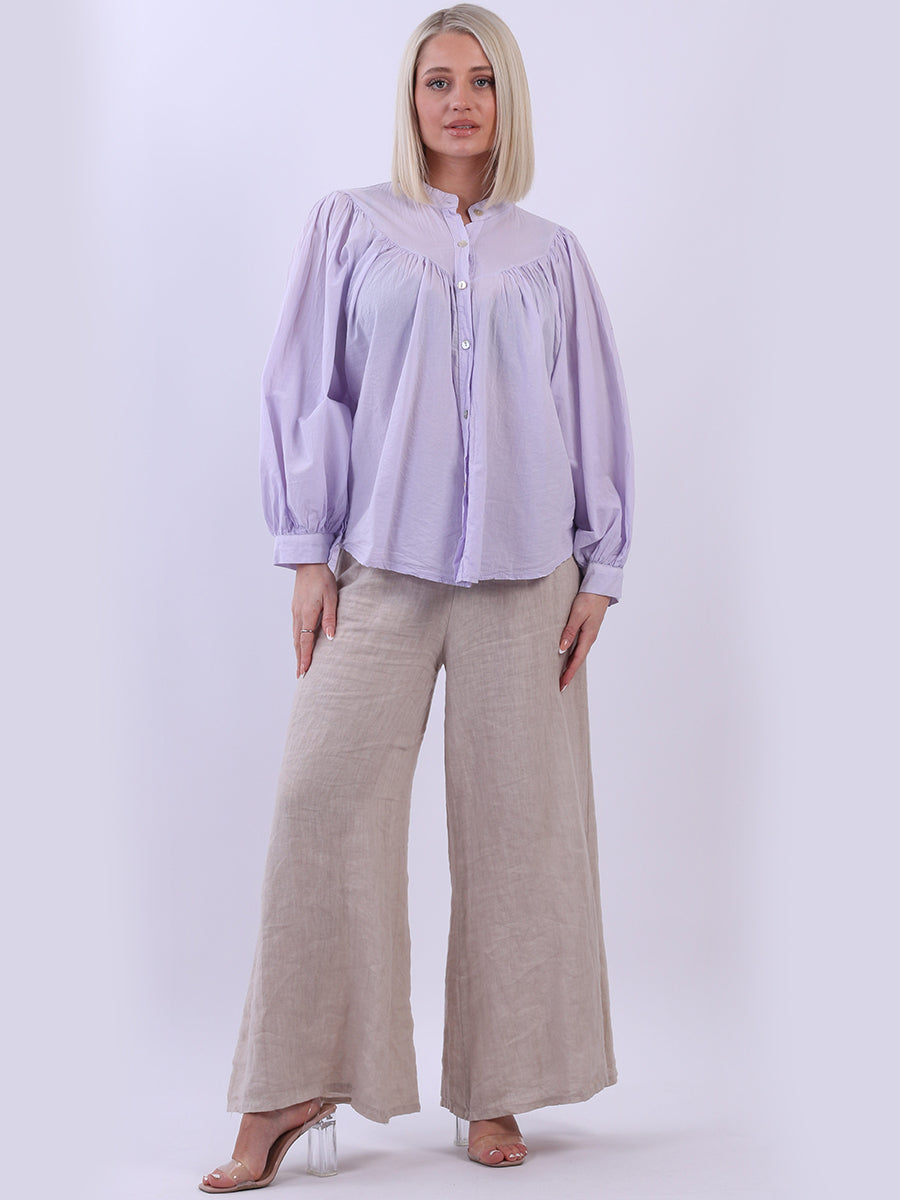 Batwing Cotton Crop Blouse Lilac