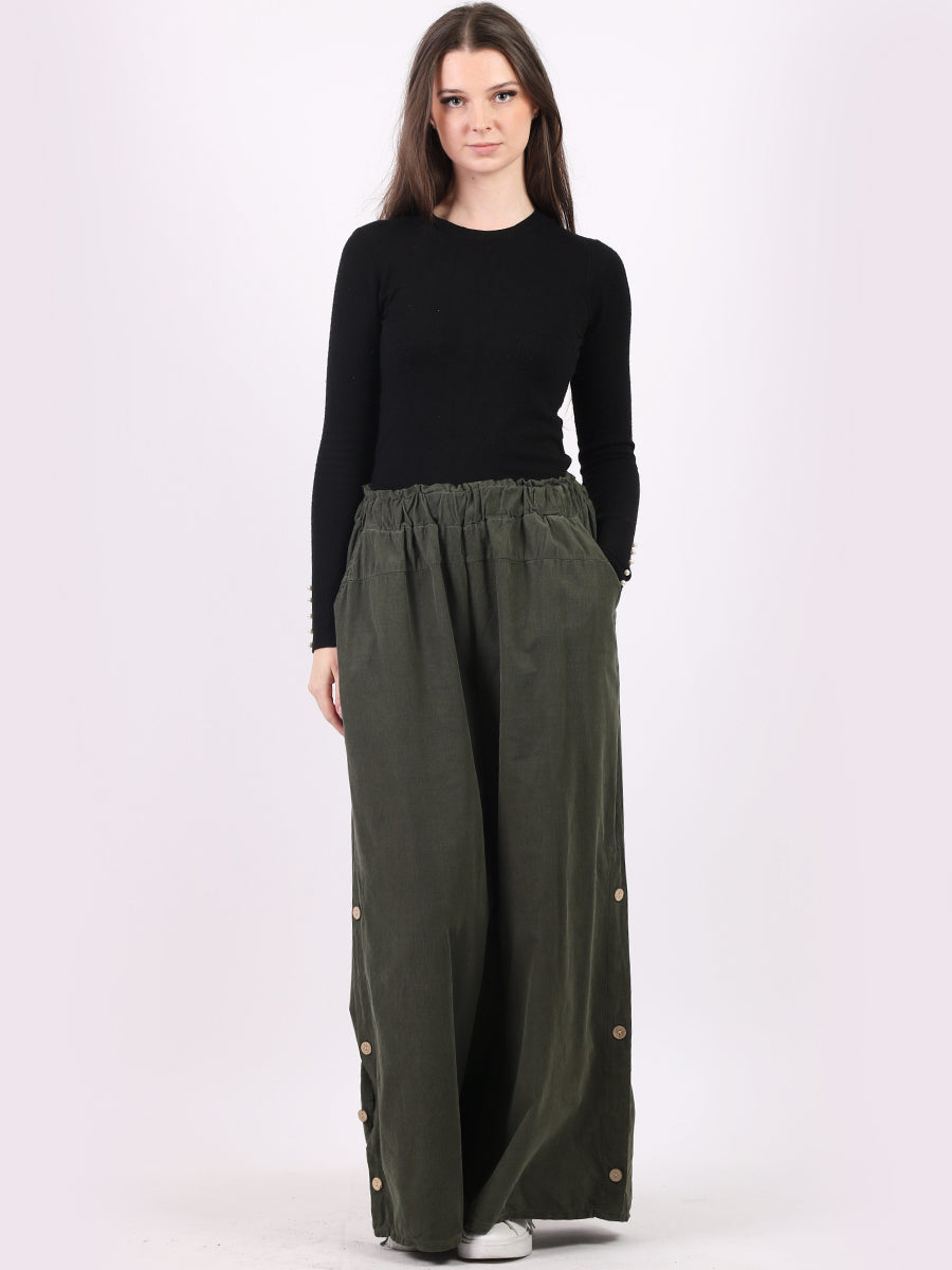 Plain Cotton Corduroy Wide Leg Trouser